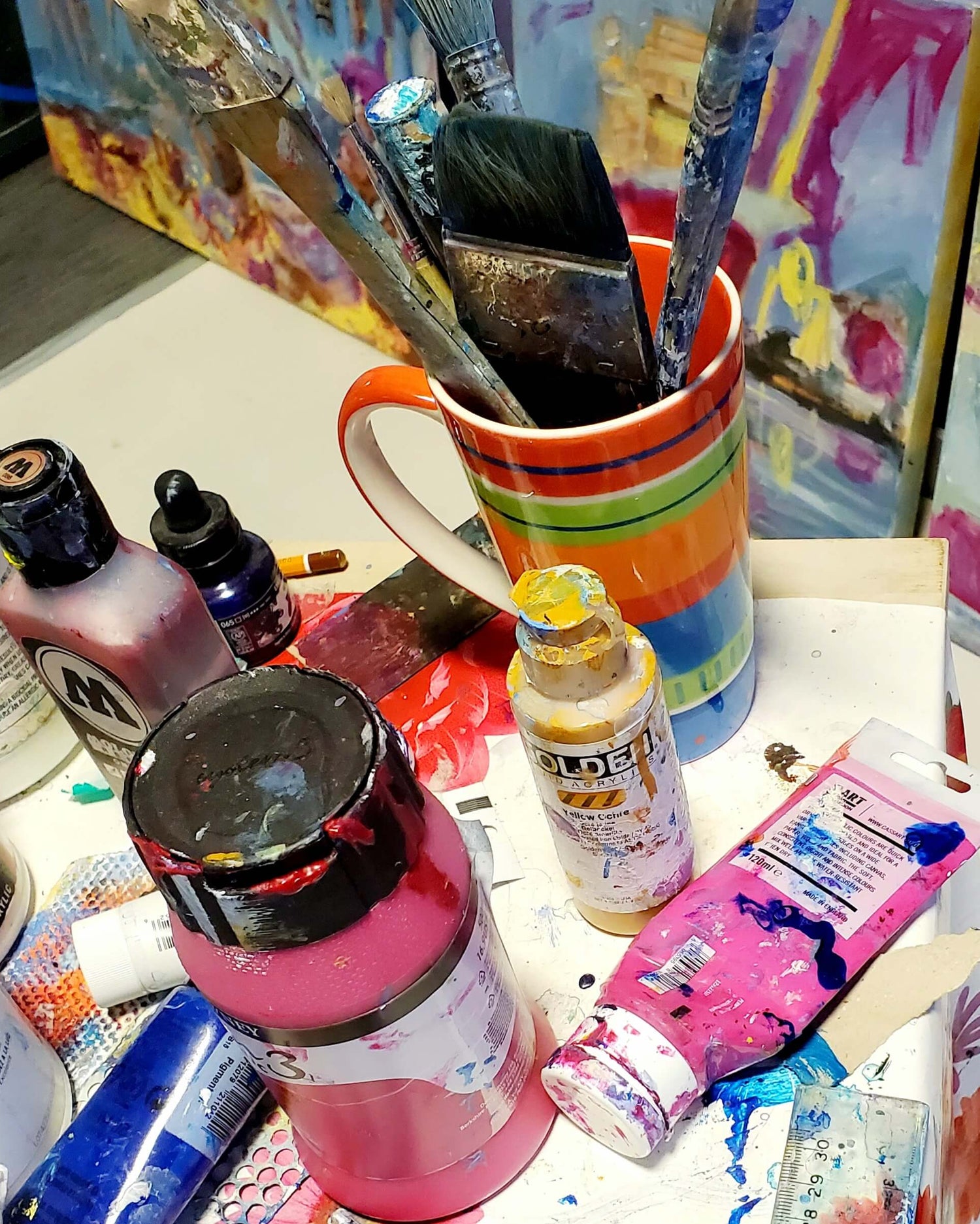 Art materials close up