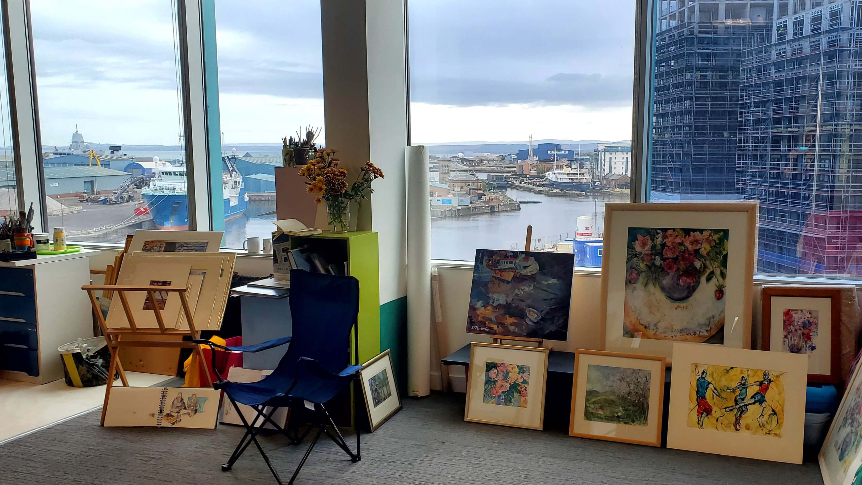 Art studio overlooking docks