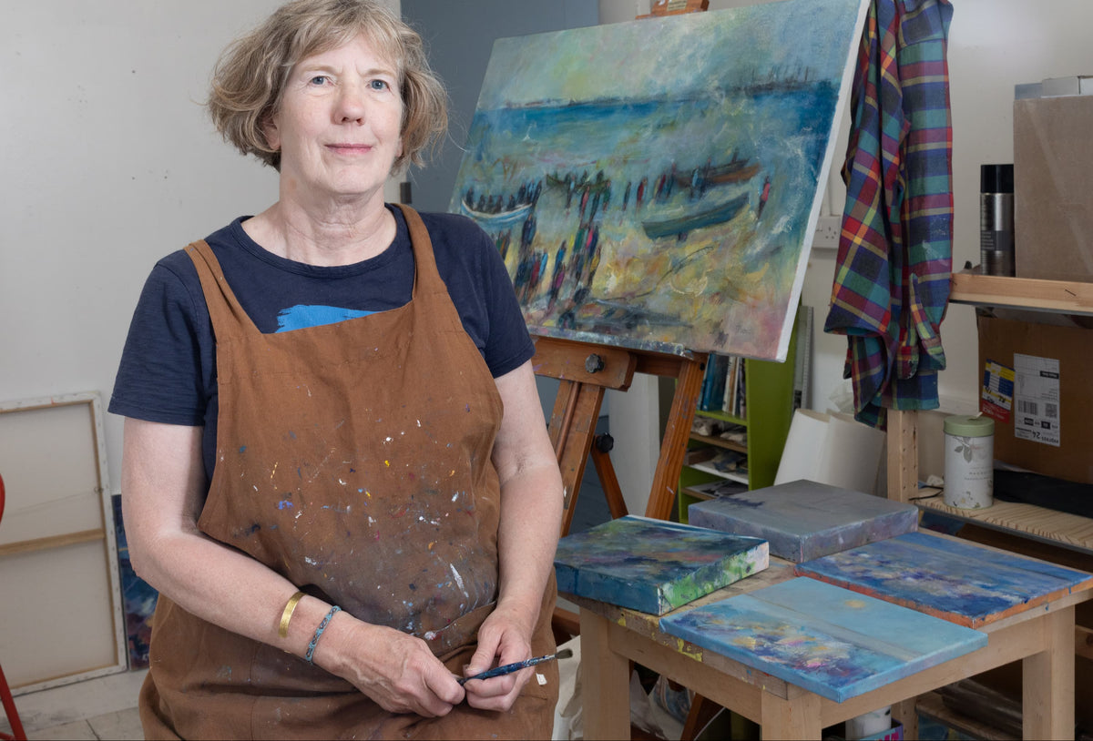 Edinburgh artist in  her studio
