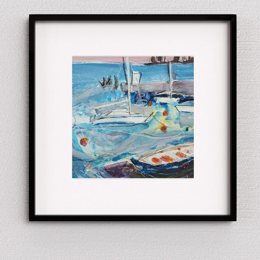 Original coastal painting by Elspeth J Mackenzie displayed on wall · Edinburgh coastal art