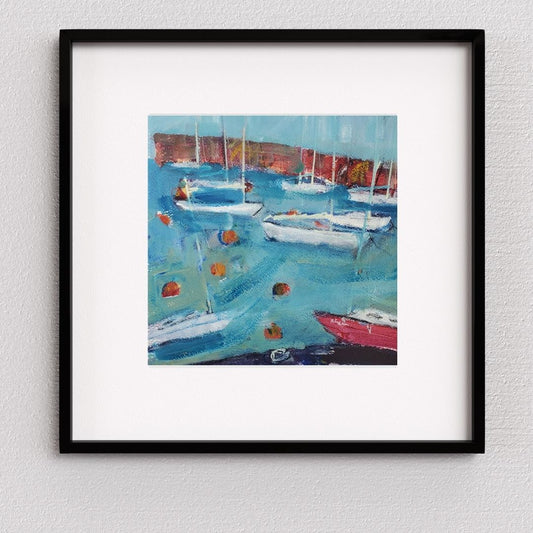 Original coastal painting by Elspeth J Mackenzie displayed on wall · Edinburgh coastal art