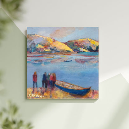 acrylic painting st ayles skiff rowers  lochside