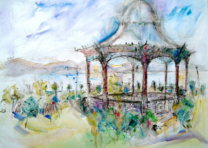 watercolour dundee bandstand river tay