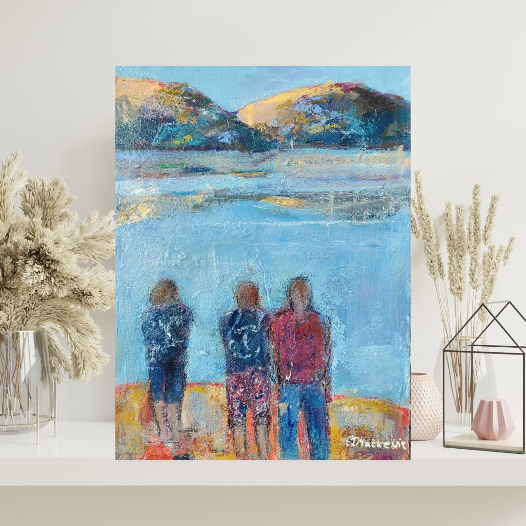 An original acrylic coastal painting by Elspeth J Mackenzie
